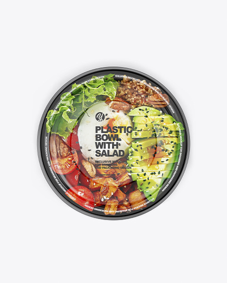 Plastic Bowl with Salad Mockup