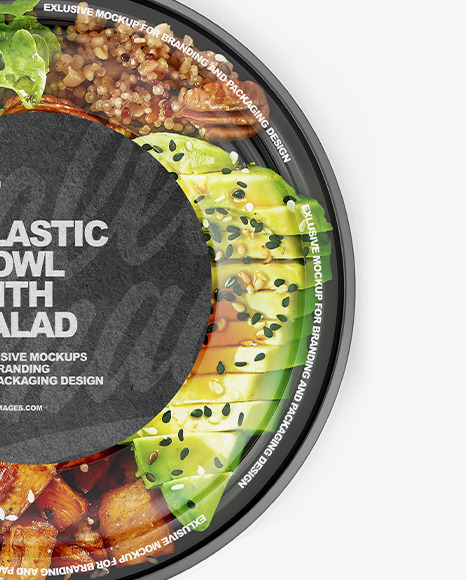 Plastic Bowl with Salad Mockup