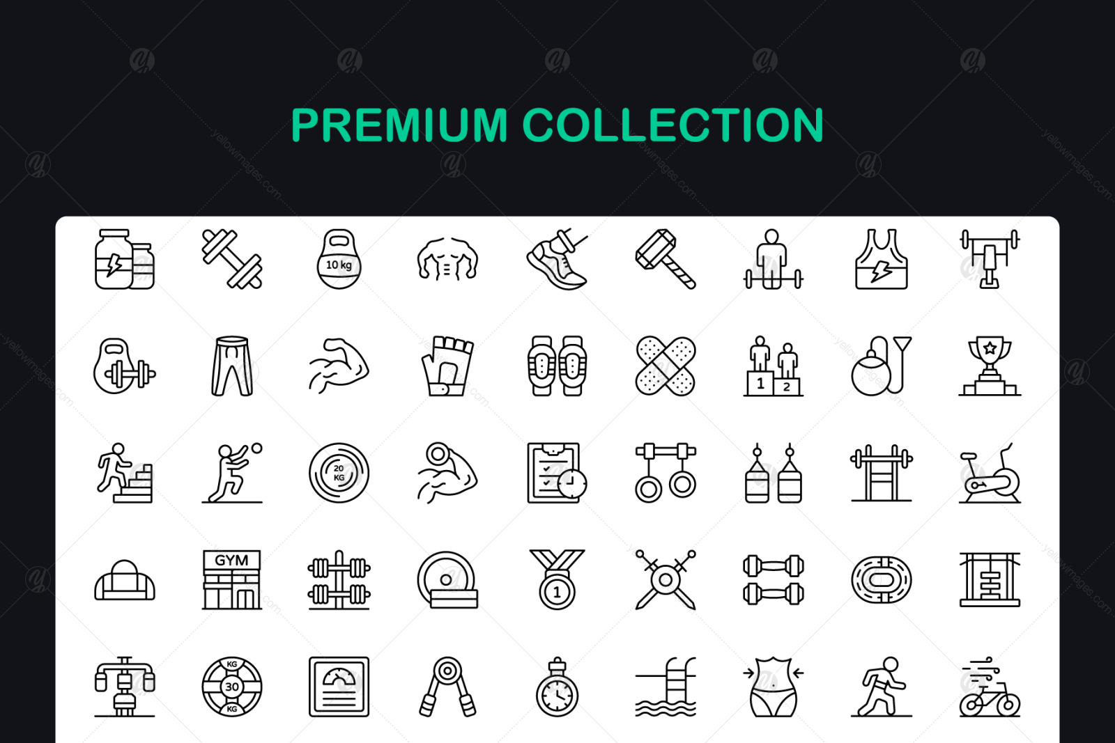 Exercise and Fitness Linear Icons Exercise and Fitness Linear Icons