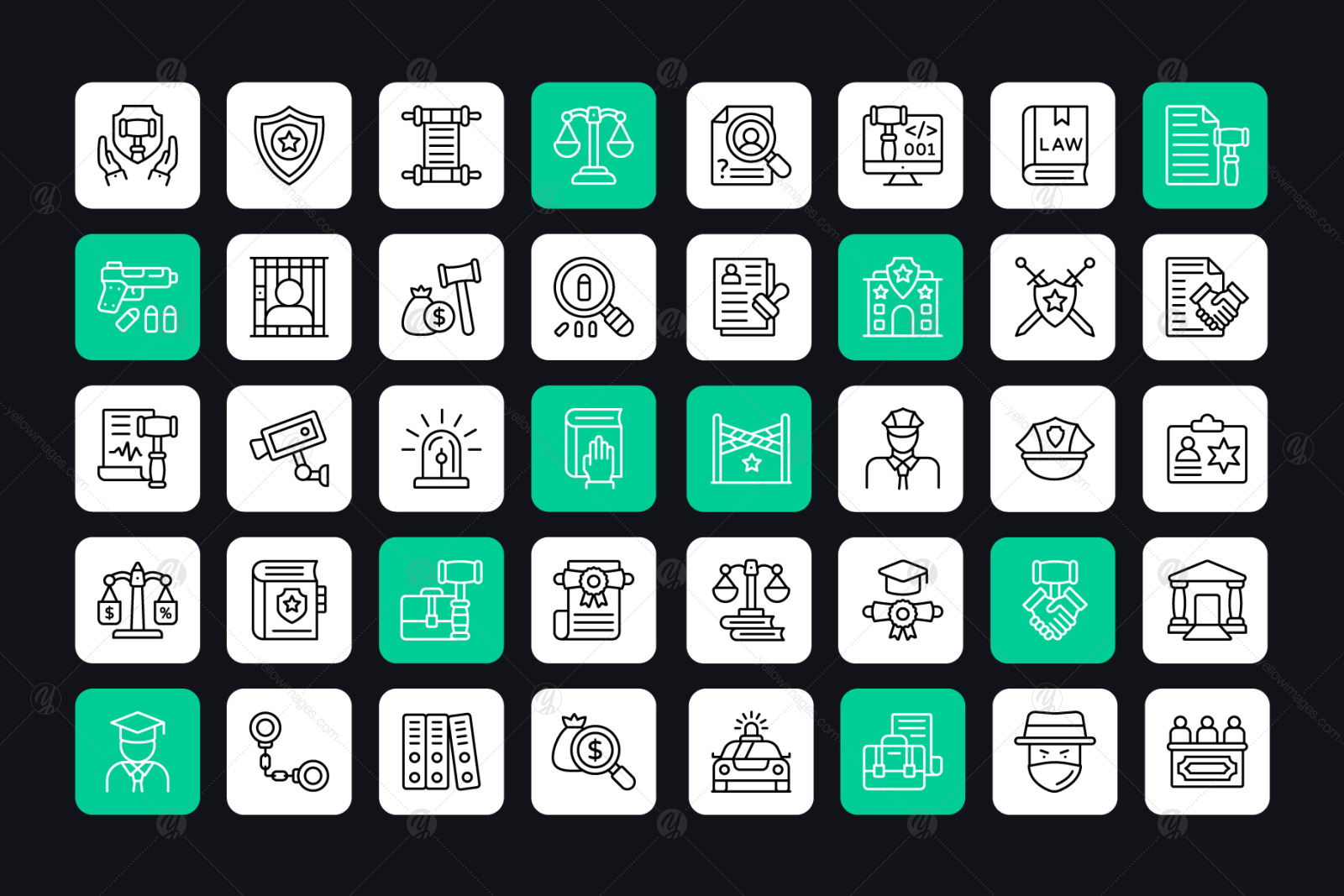 Law and Justice Linear Icons Law and Justice Linear Icons