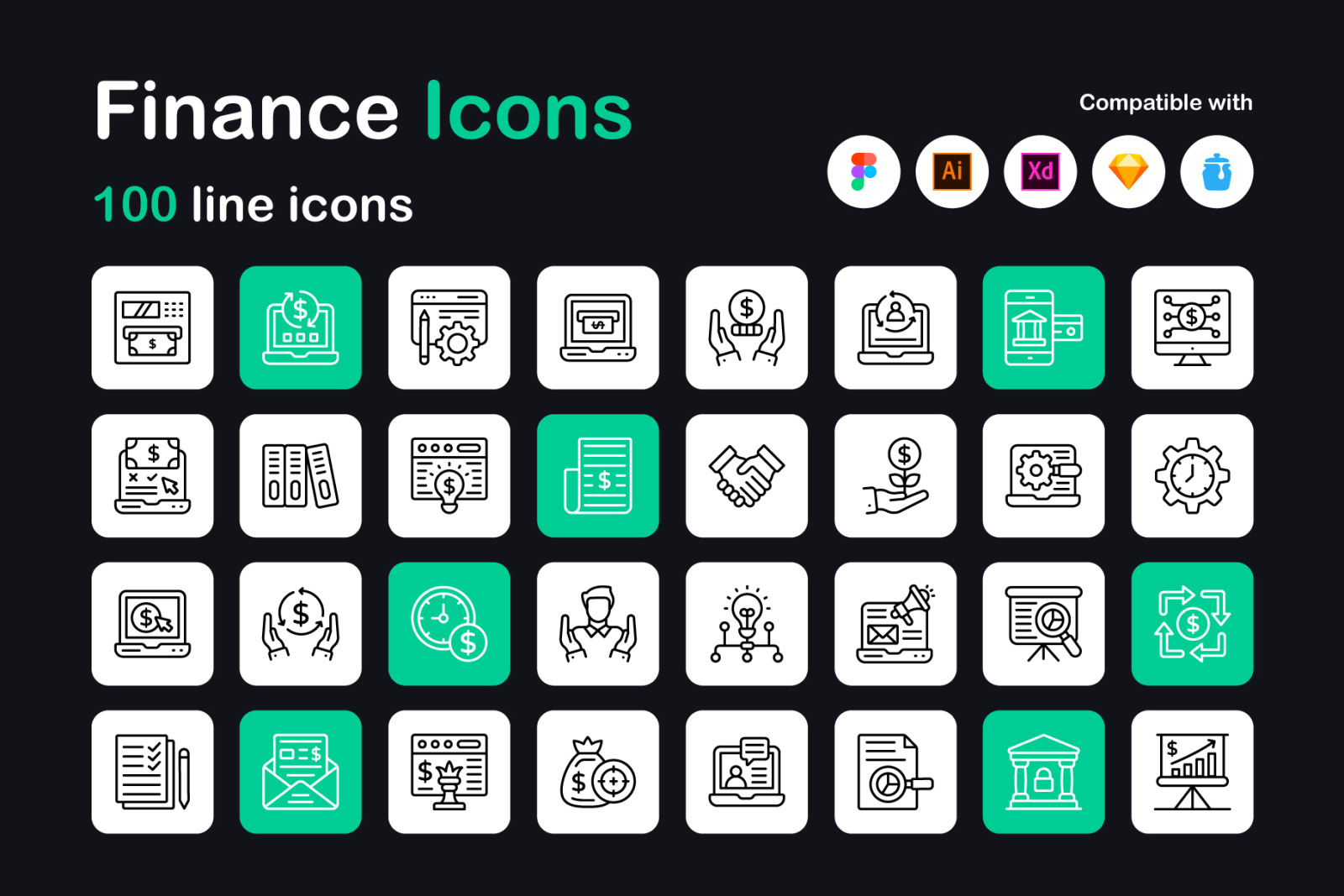 Business and Finance Linear Icons