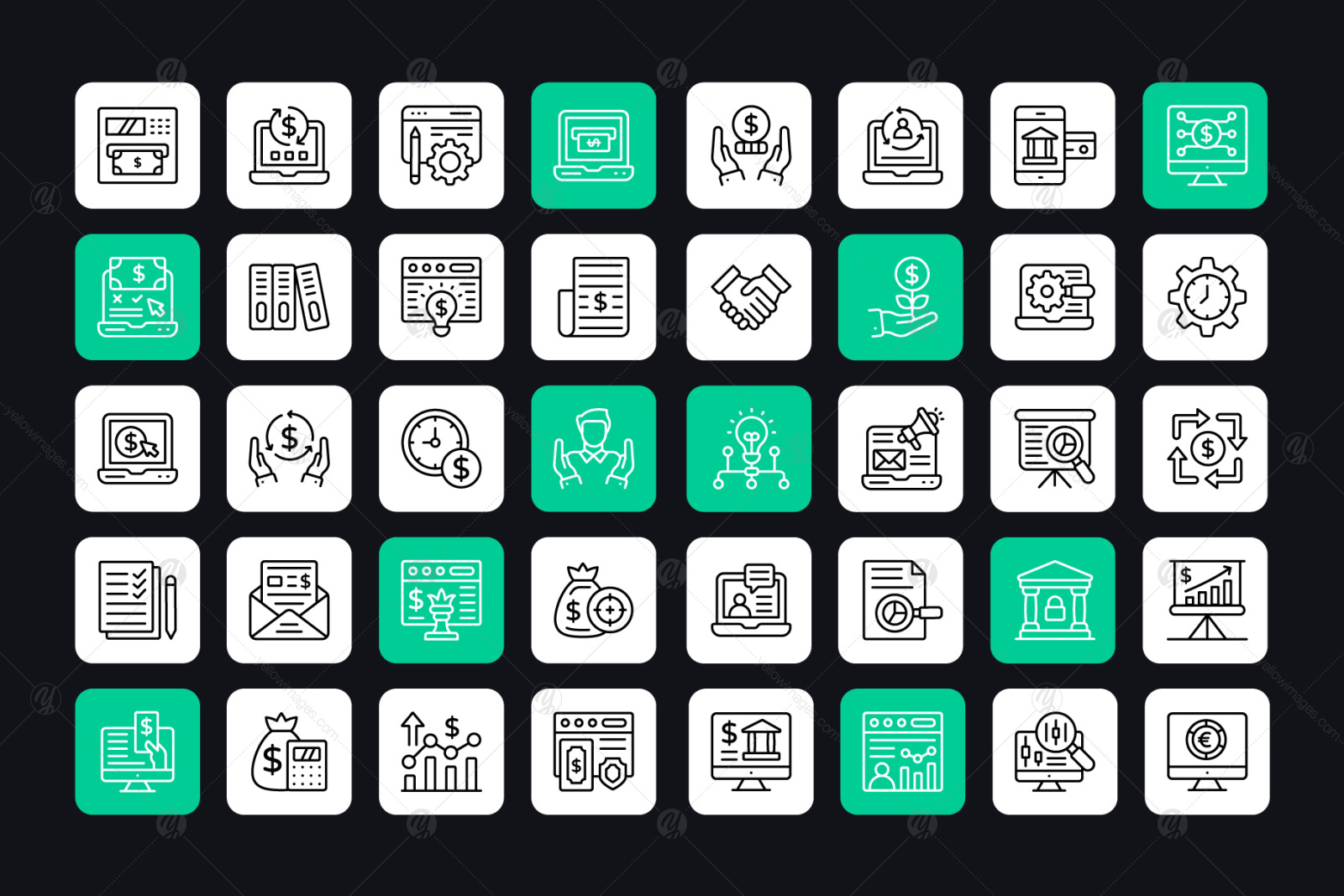 Business and Finance Linear Icons