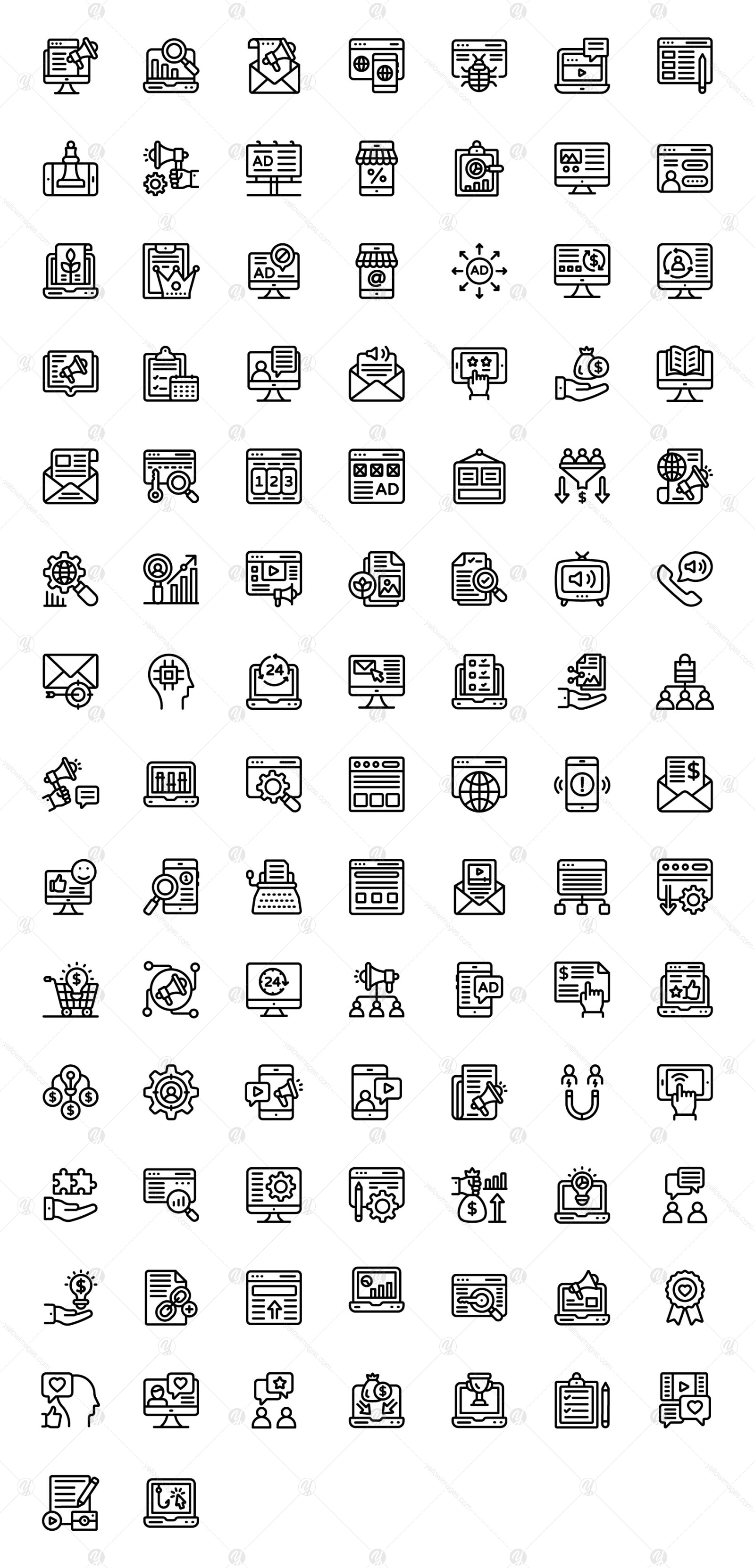 Digital Marketing Linear Icons