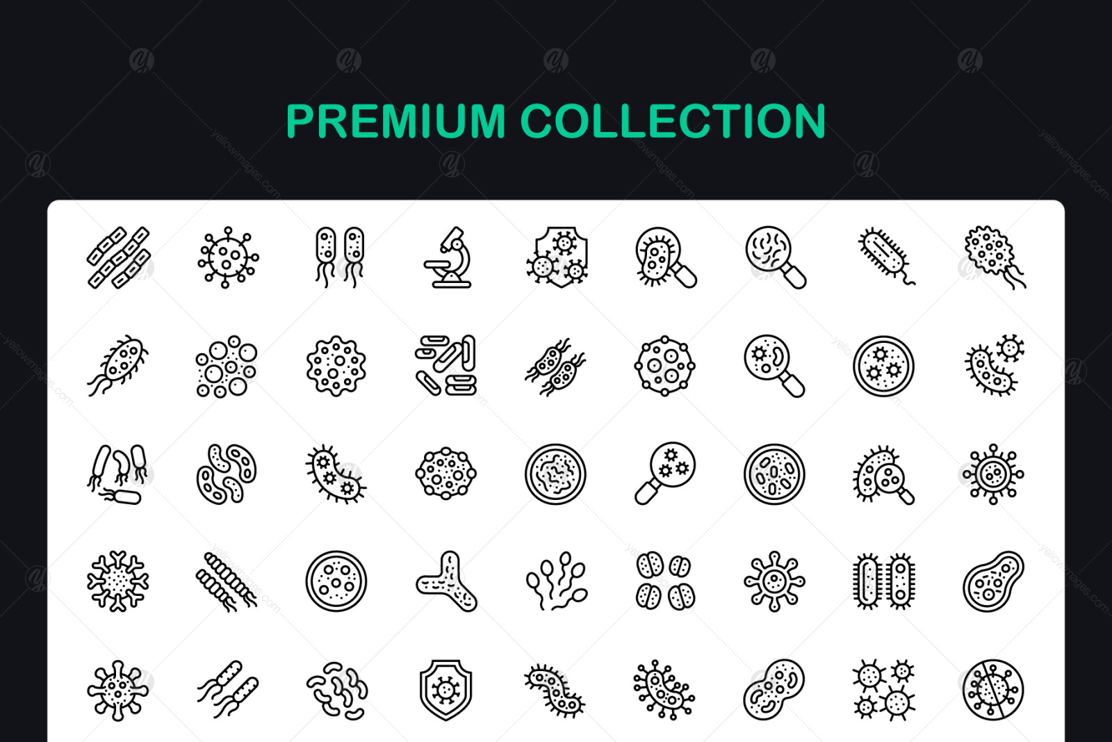 Bacteria Linear Icons Pack