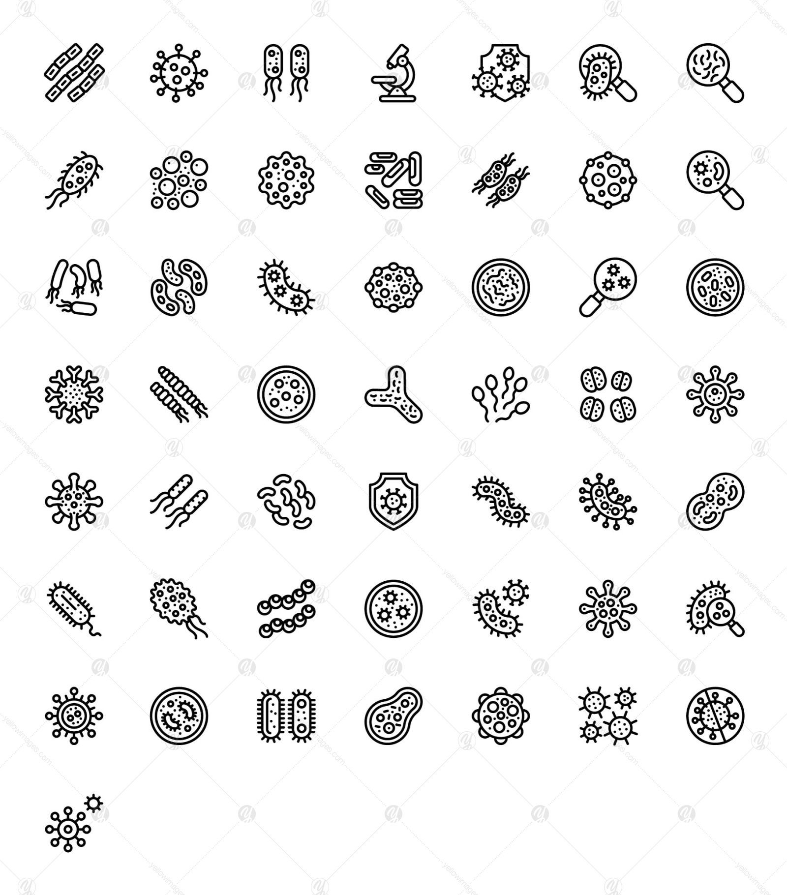 Bacteria Linear Icons Pack