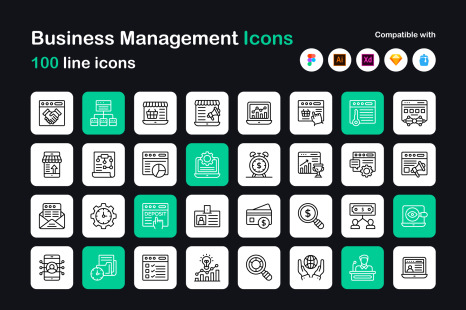 Business Management Linear Icons - Accounting icons