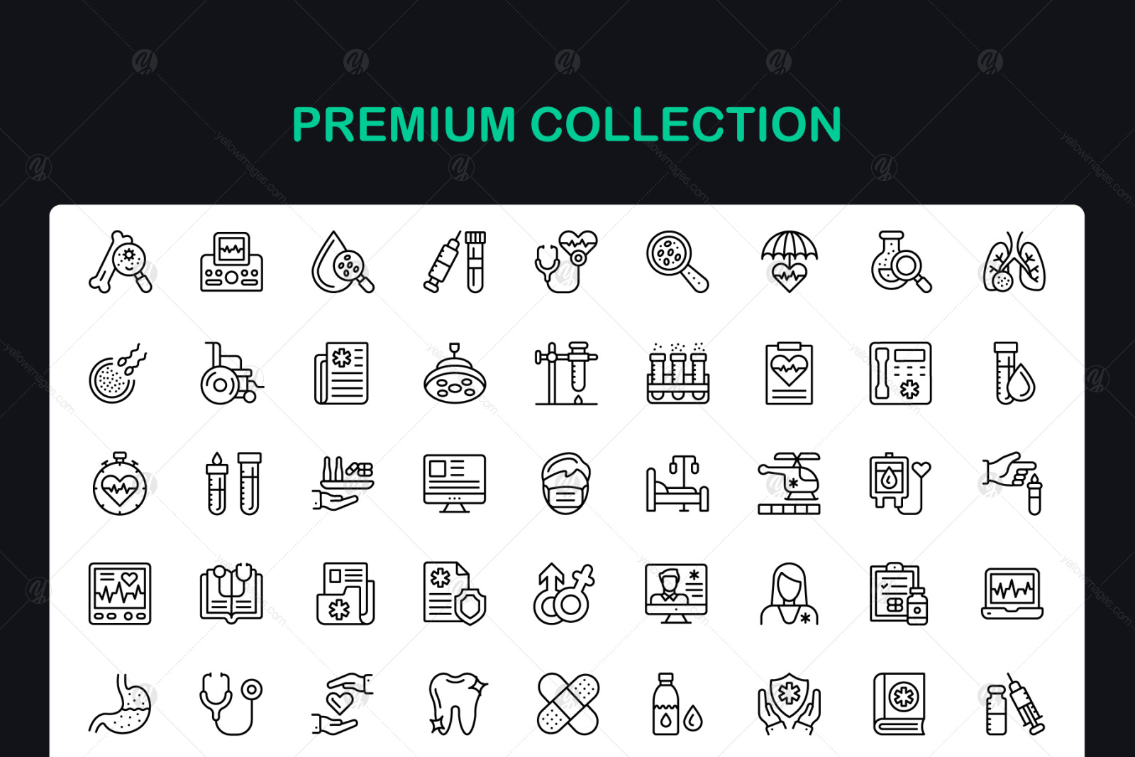 Medical and healthcare linear icons