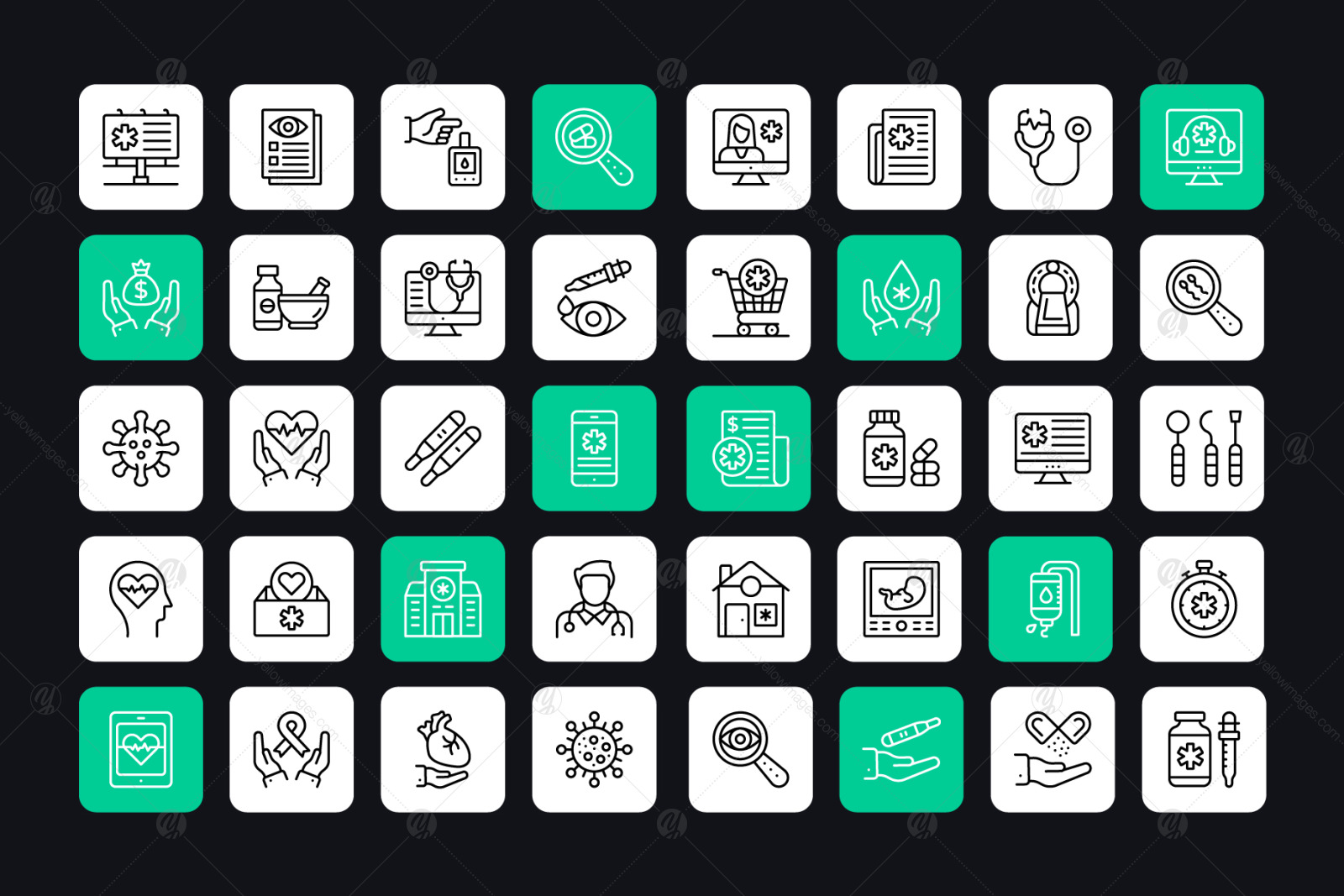 Medical and healthcare linear icons