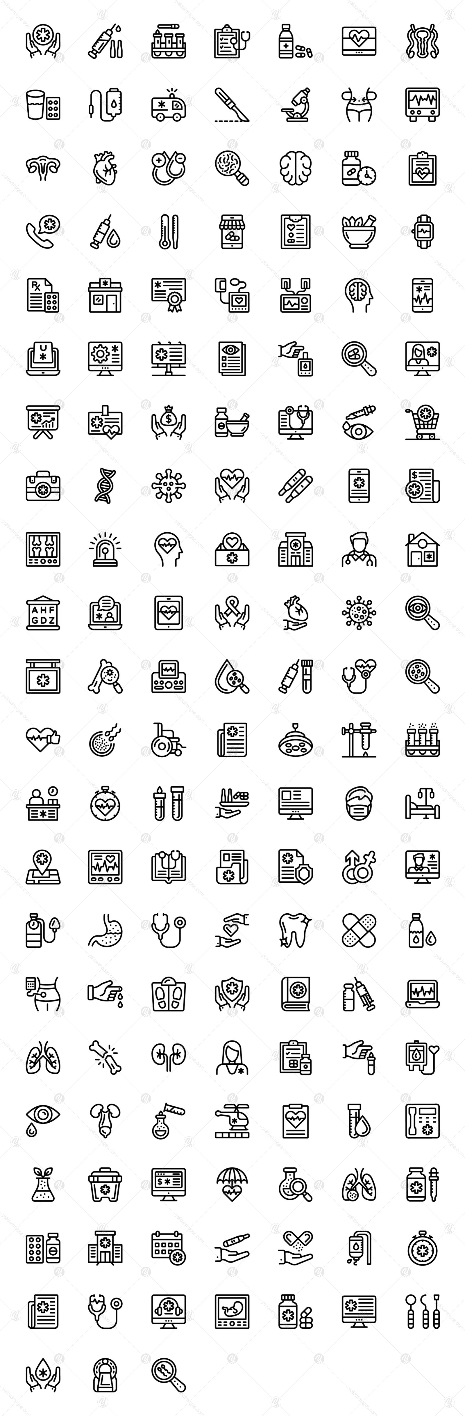 Medical and healthcare linear icons