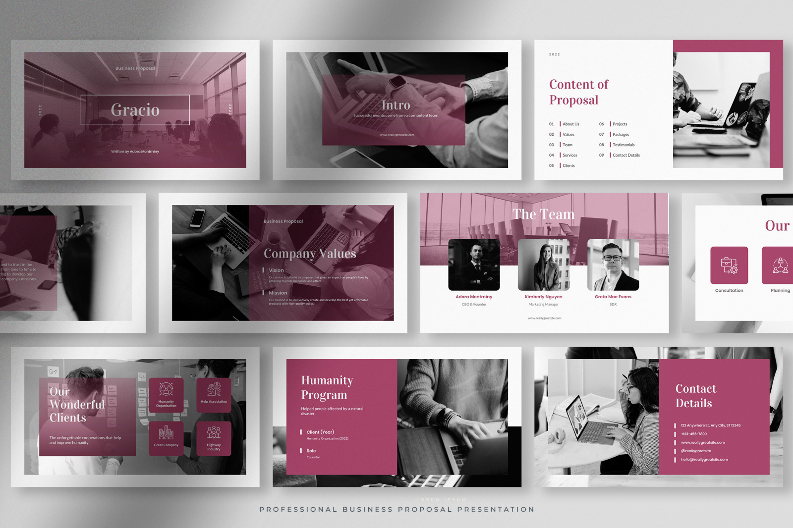 Gracio – Purple Grape Professional Business Proposal Presentation Template