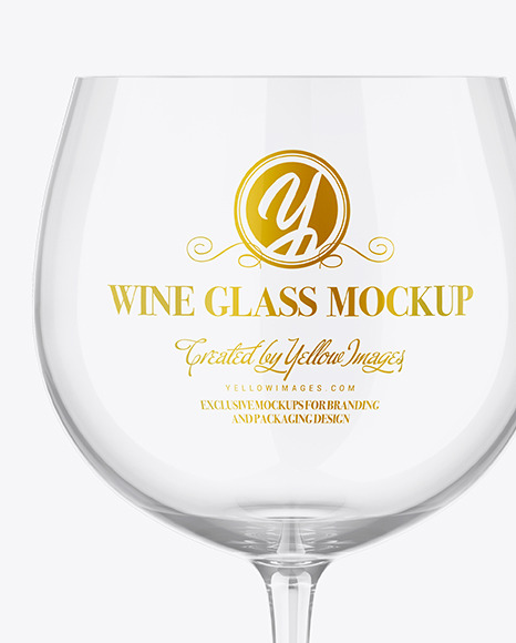 Empty Transparent Wine Glass Mockup