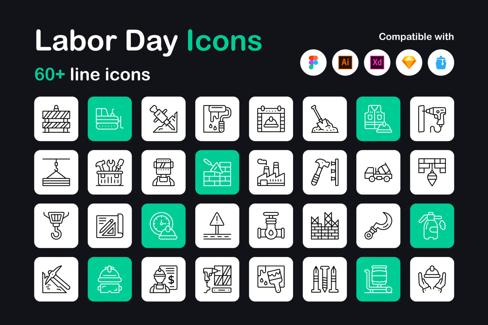 Labour Day Linear Icons Pack