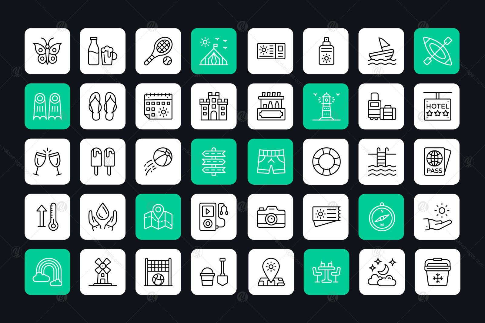50 Summer Linear Icons 50 Summer Linear Icons