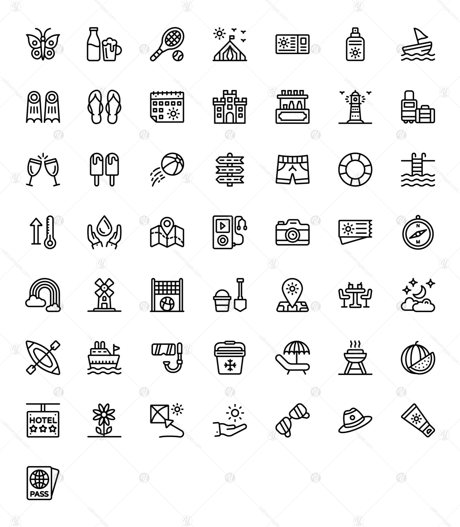 50 Summer Linear Icons