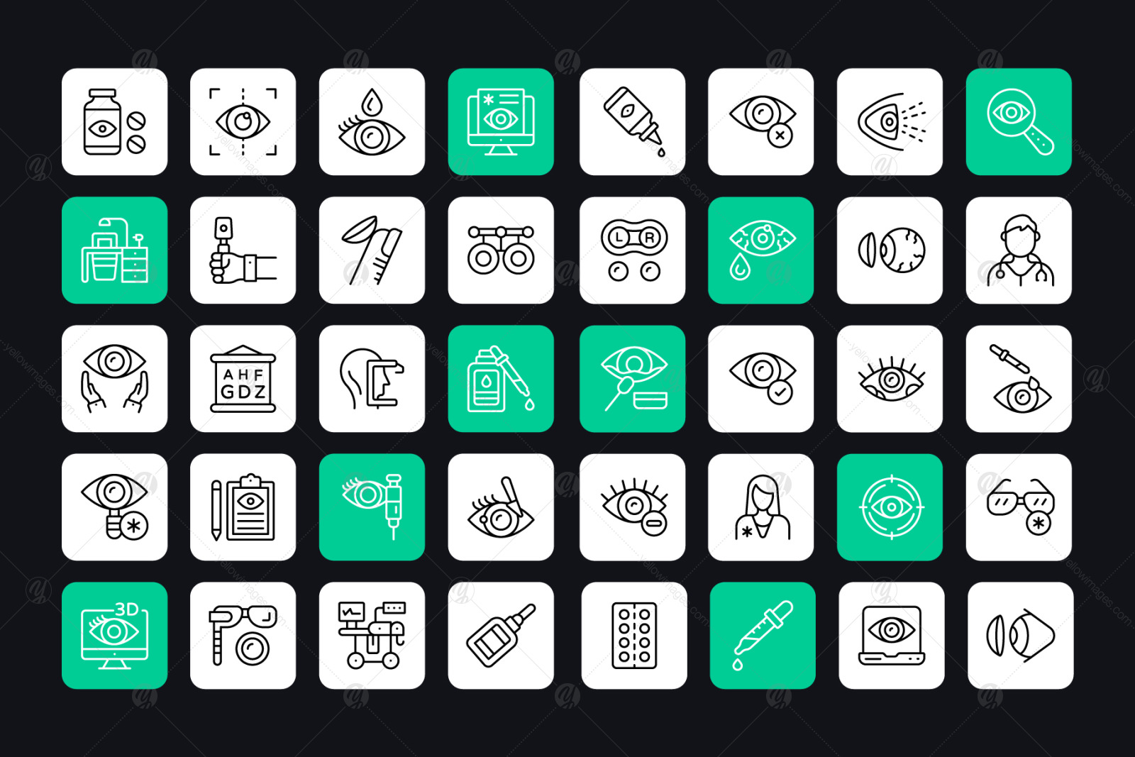 Set of Ophthalmology Linear Icons Set of Ophthalmology Linear Icons