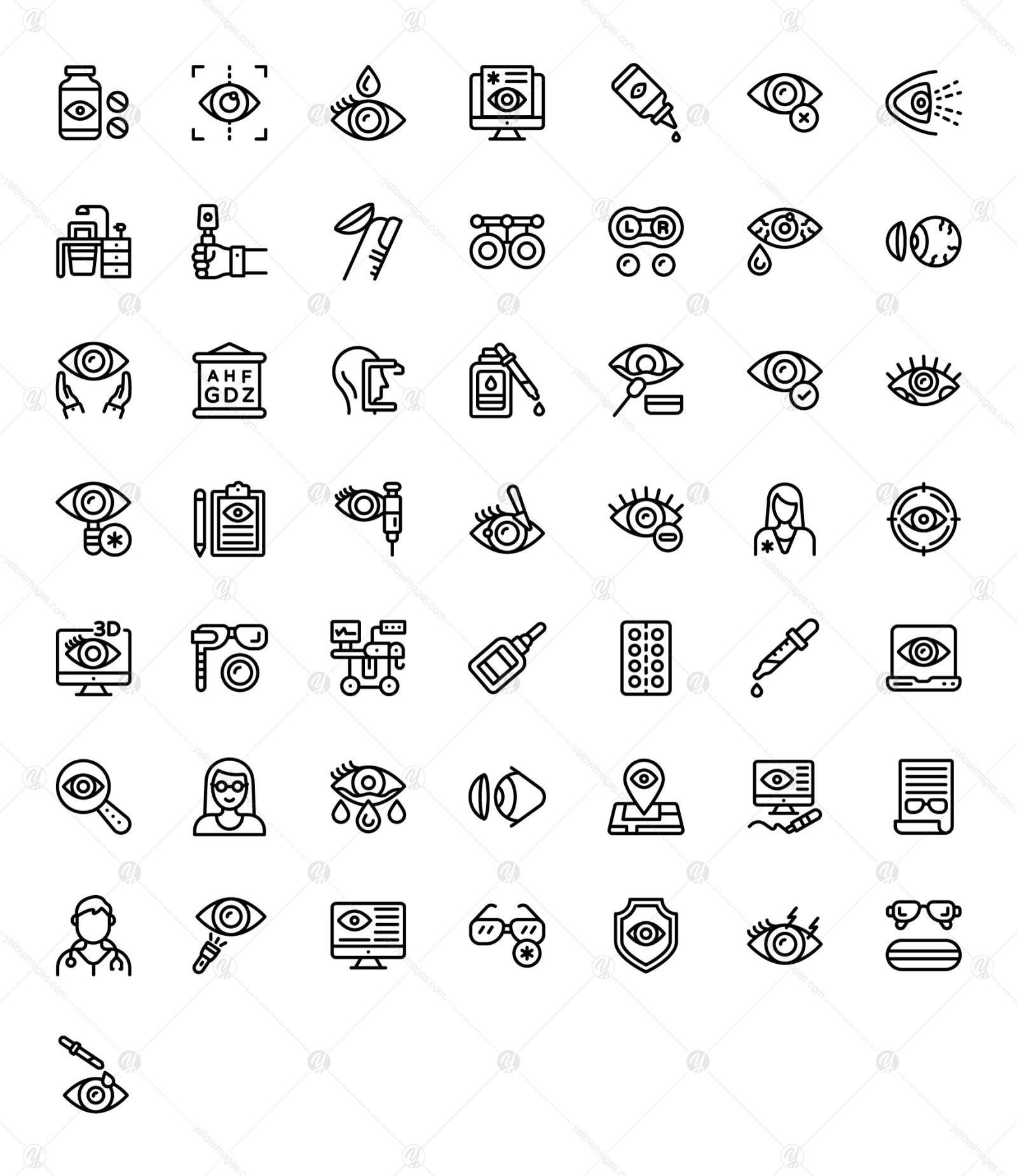 Set of Ophthalmology Linear Icons Set of Ophthalmology Linear Icons
