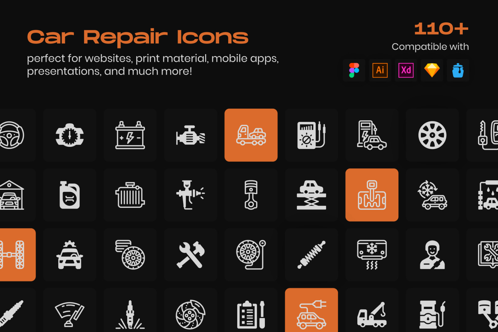 Car Repair Linear Icons Pack