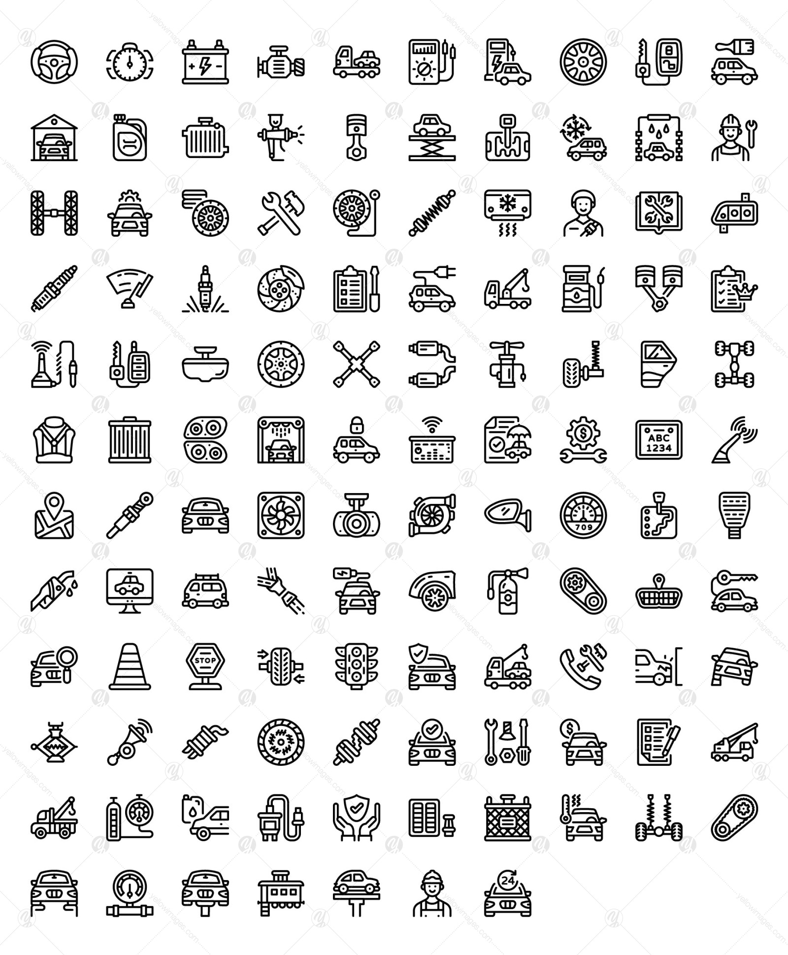 Car Repair Linear Icons Pack