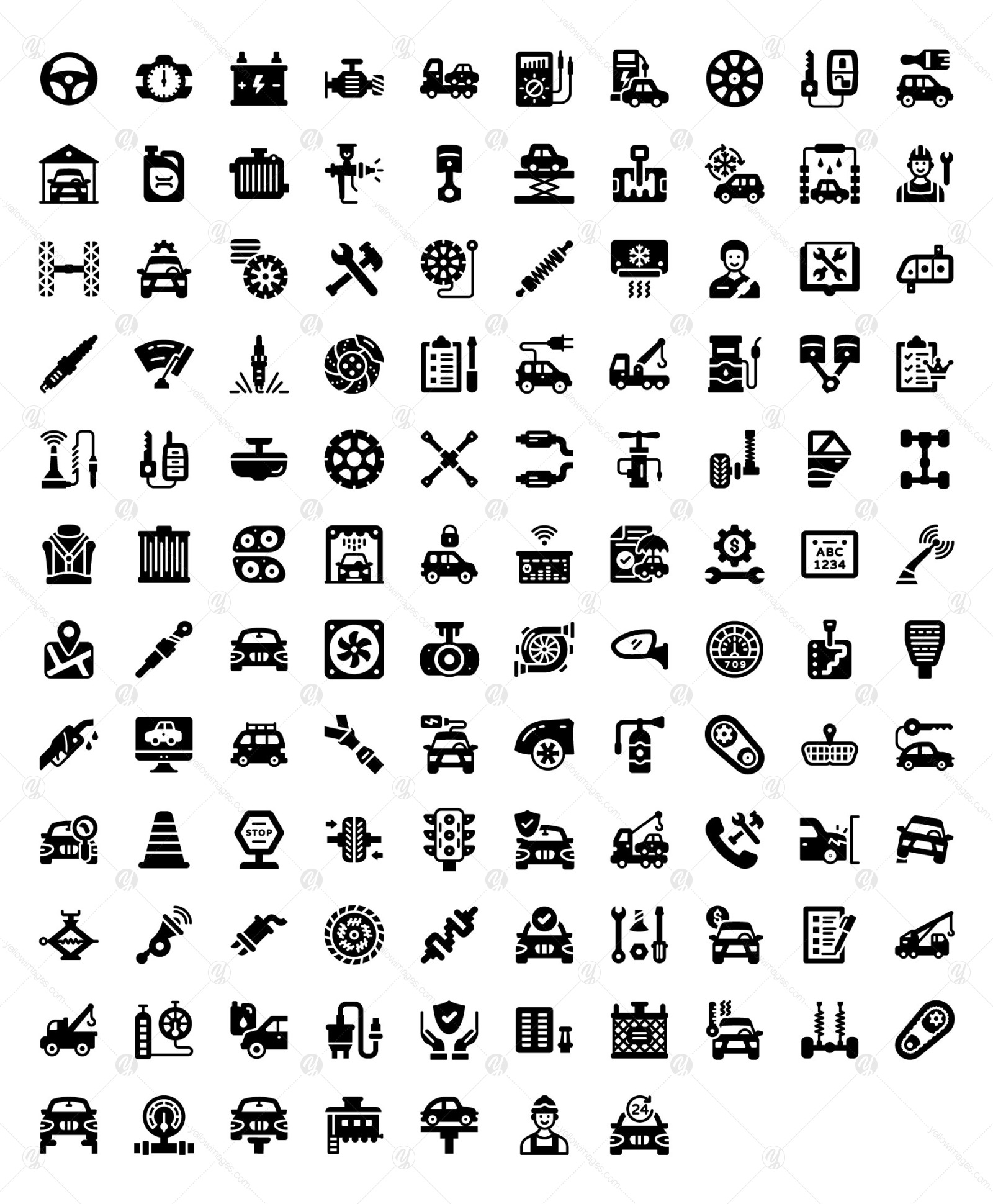 Car Repair Linear Icons Pack