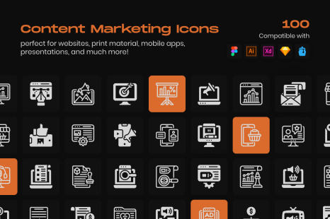 Content Marketing Linear Icons Pack - Digital payment