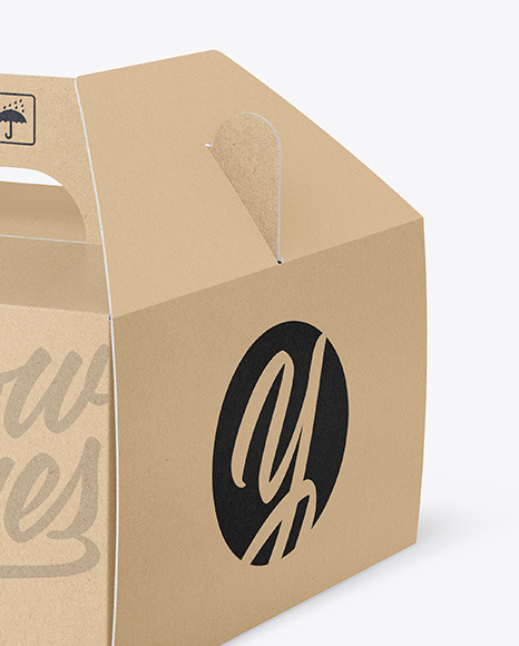 Kraft Cardboard Box w/ Handle Mockup