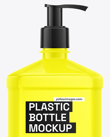 Glossy Plastic Bottle With Dispenser Mockup