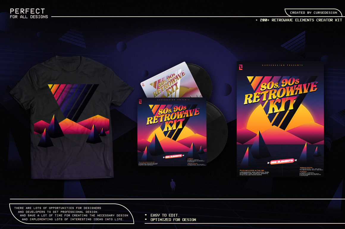 200+ Retrowave Elements Creator Kit 200+ Retrowave Elements Creator Kit