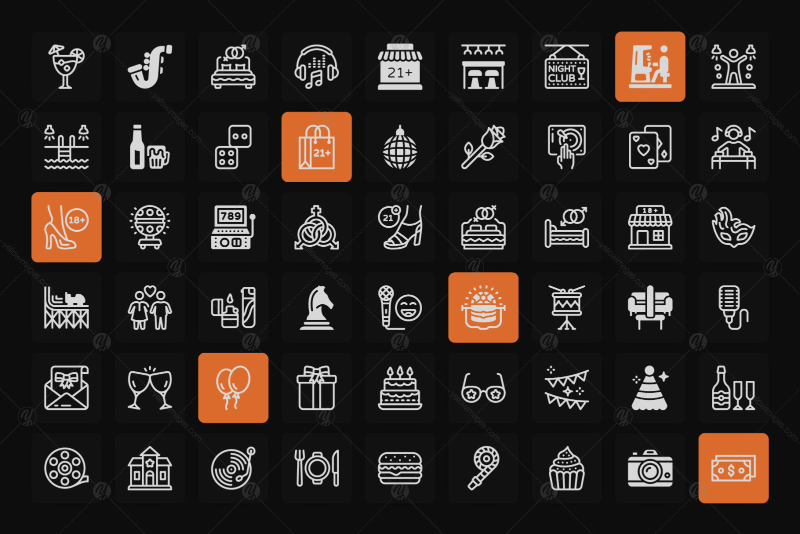 NightLife Linear Icons Pack