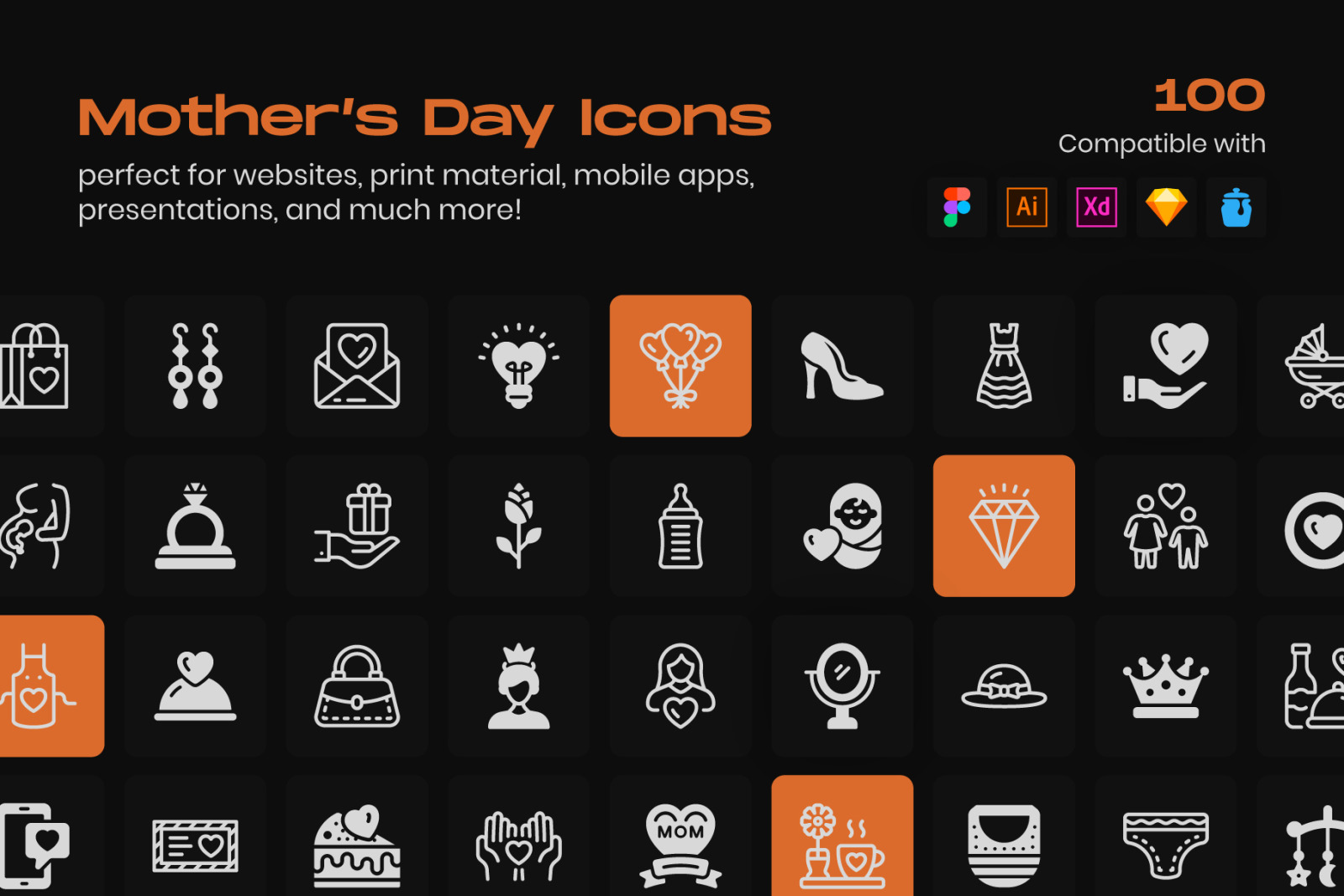 Mothers Day Linear Icons Pack Mothers Day Linear Icons Pack