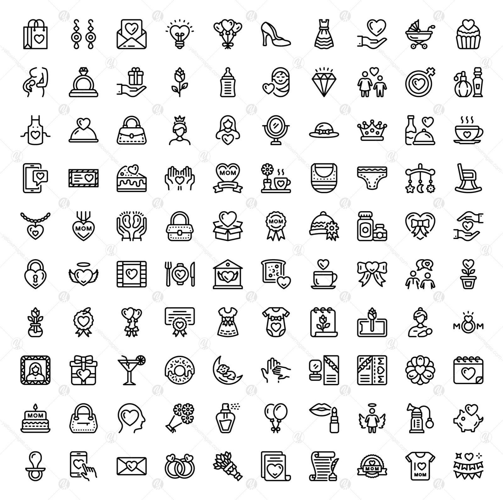 Mothers Day Linear Icons Pack Mothers Day Linear Icons Pack