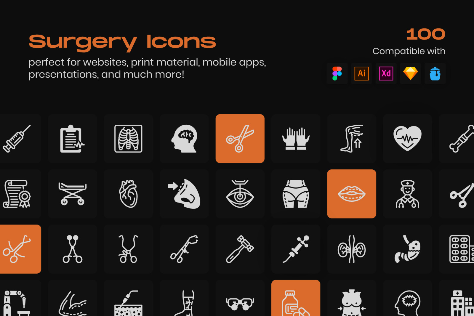 Pack of Medical Surgery Linear Icons Pack of Medical Surgery Linear Icons