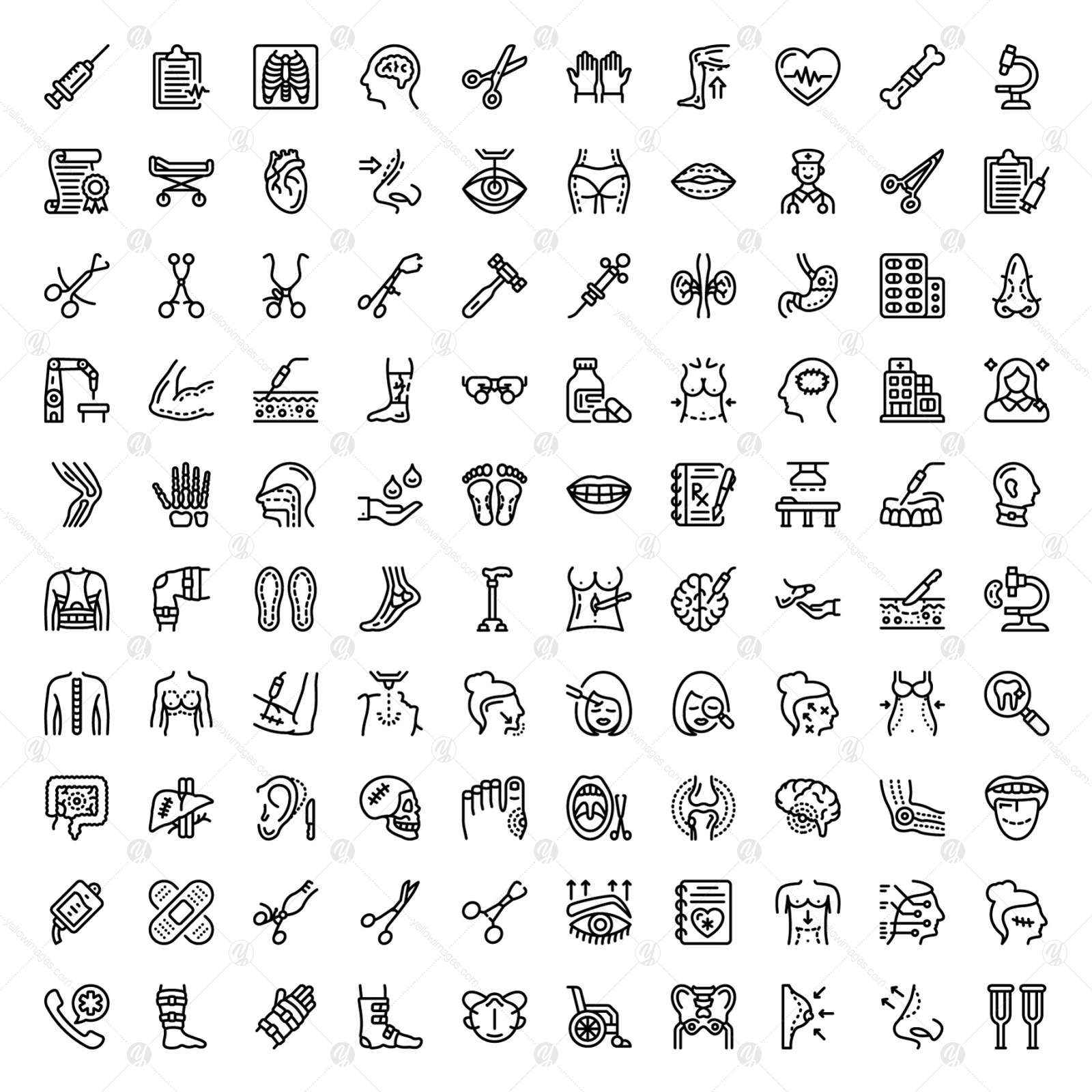 Pack of Medical Surgery Linear Icons