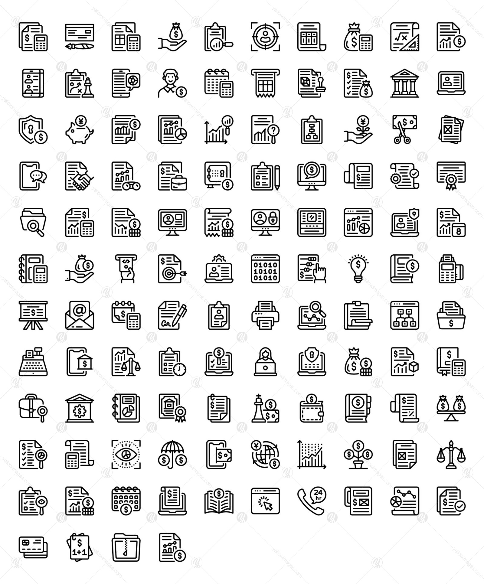 Accounting and Banking Linear Icons