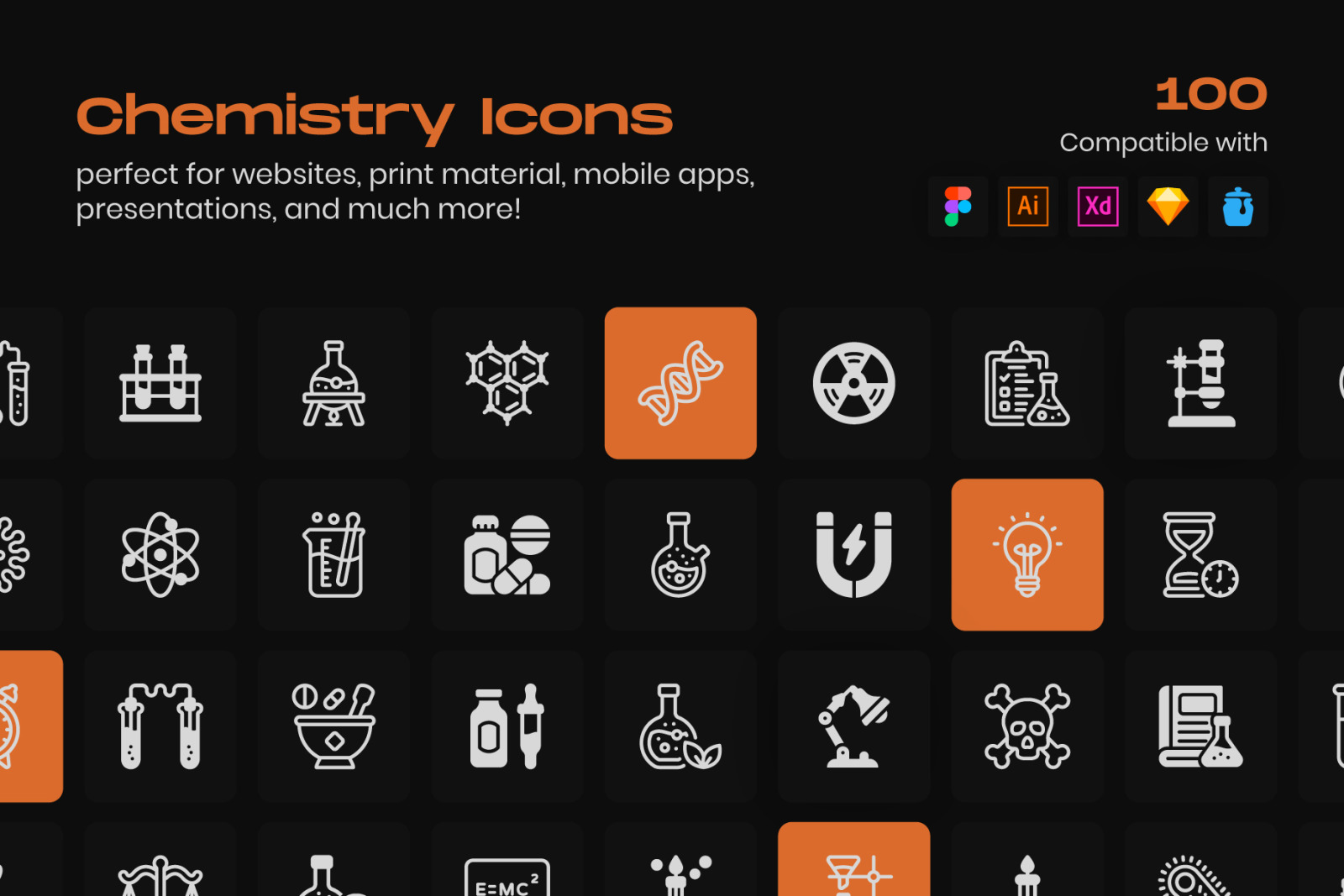 Pack of Chemistry Linear Icons Pack of Chemistry Linear Icons