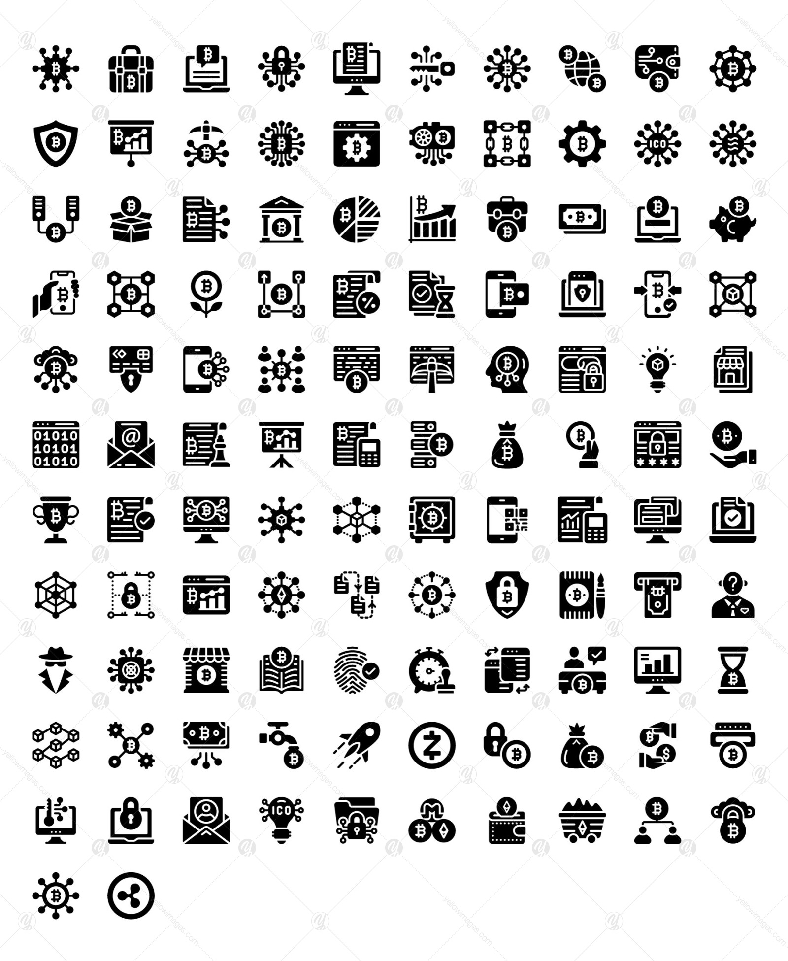 Bitcoin Technology Linear Icons