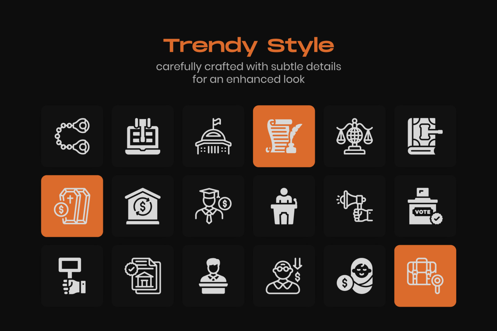 Politics and Law Linear Icons Politics and Law Linear Icons