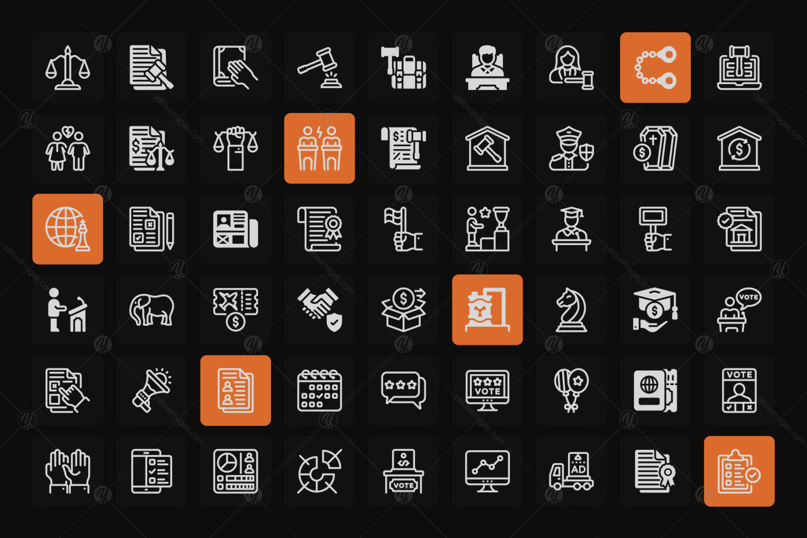 Politics and Law Linear Icons