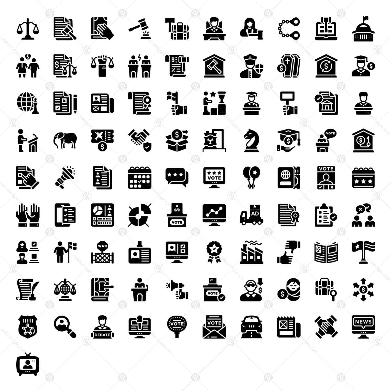 Politics and Law Linear Icons