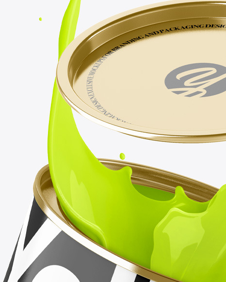 Glossy Paint Bucket W/ Splash Mockup