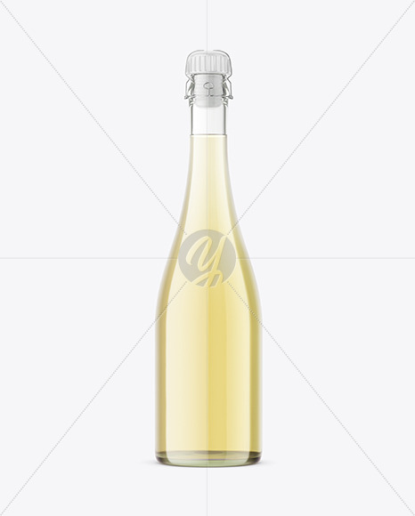 Clear Glass Champagne Bottle Mockup