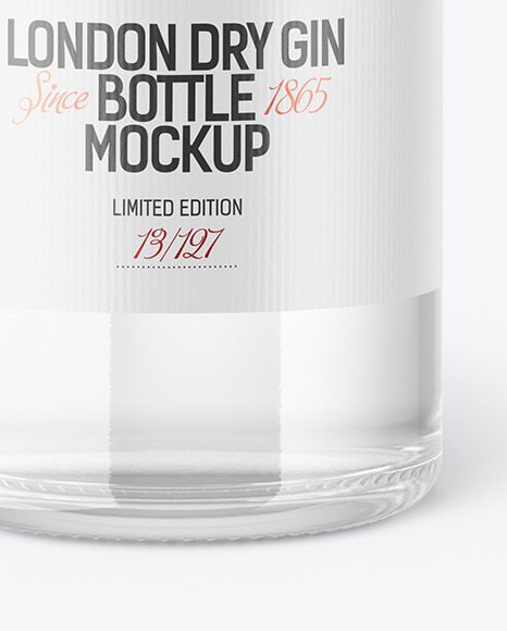 Dry Gin Bottle with Wooden Cap Mockup