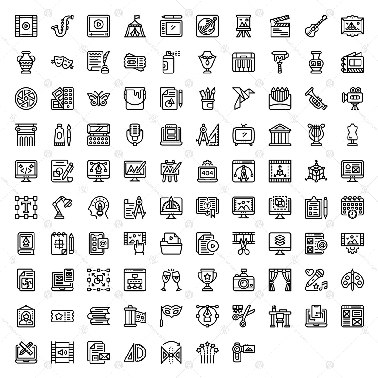 Fine Arts and Design Linear Icons