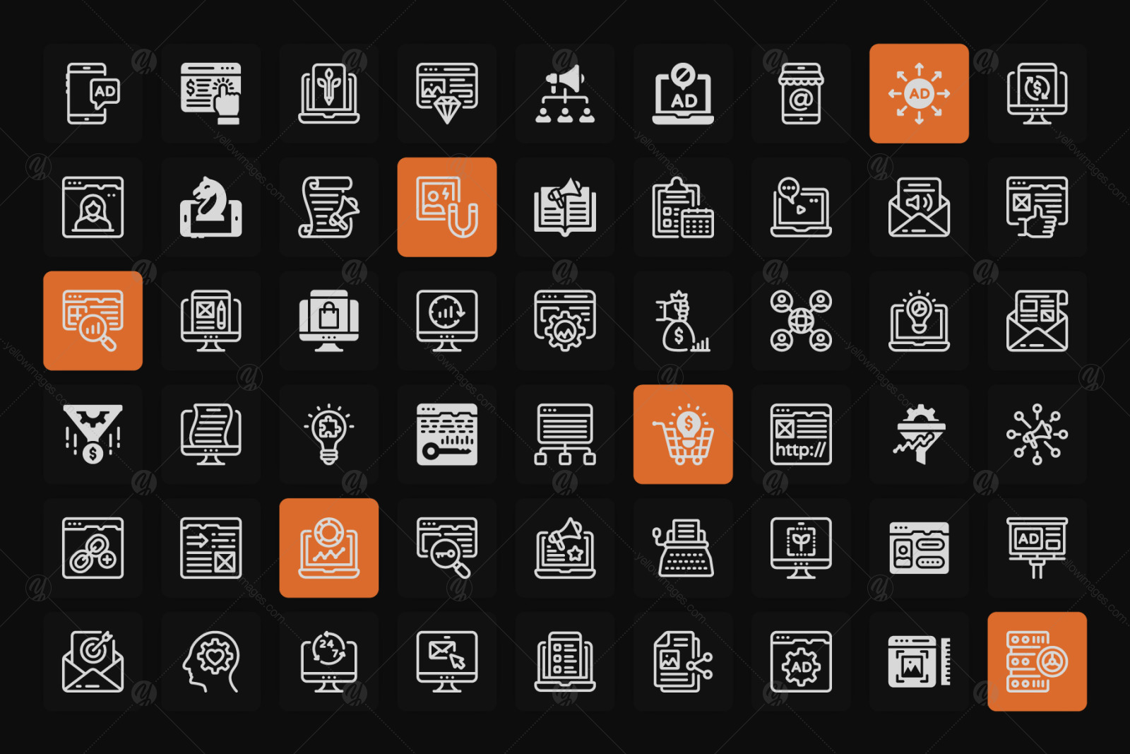 Digital Marketing Linear Icons Pack