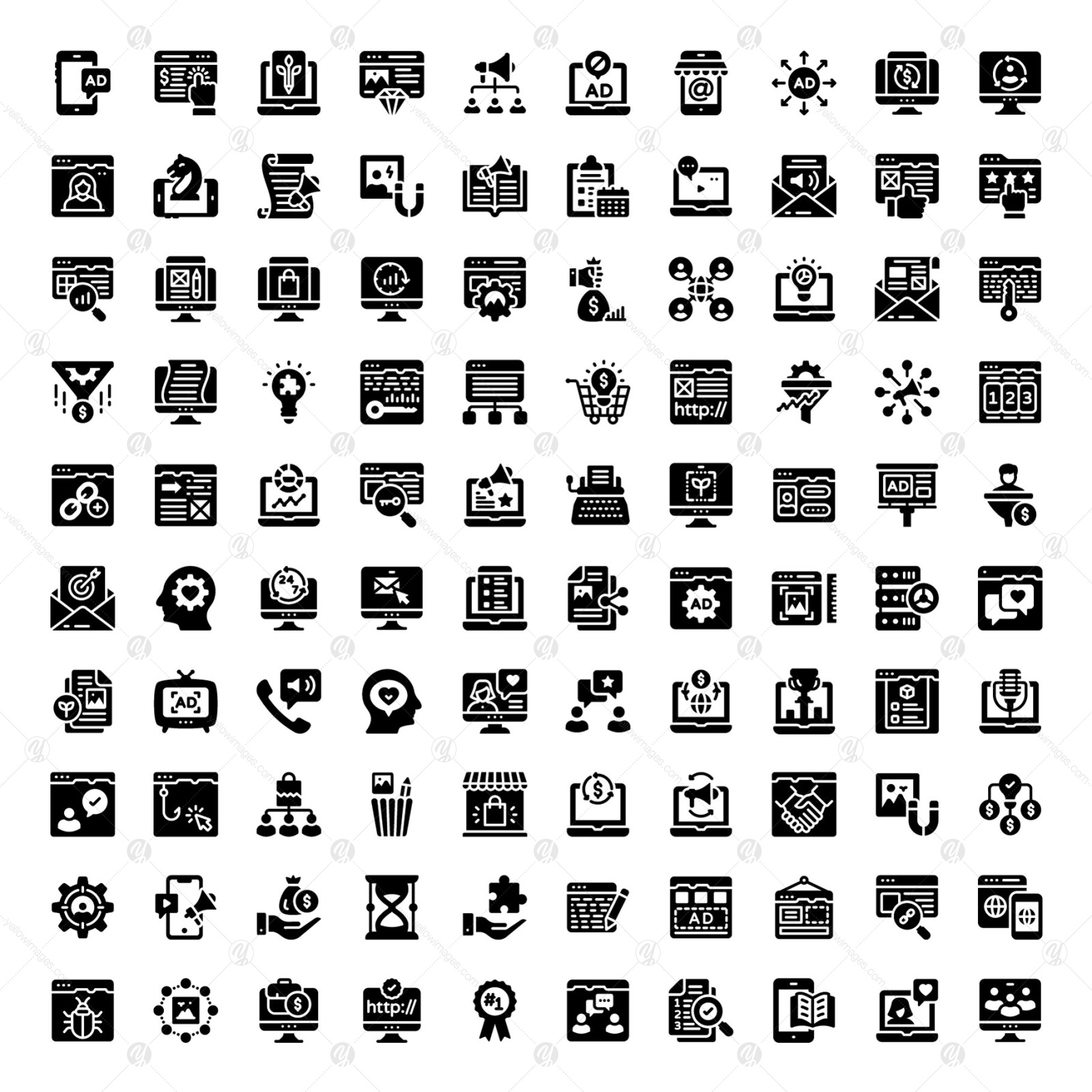 Digital Marketing Linear Icons Pack