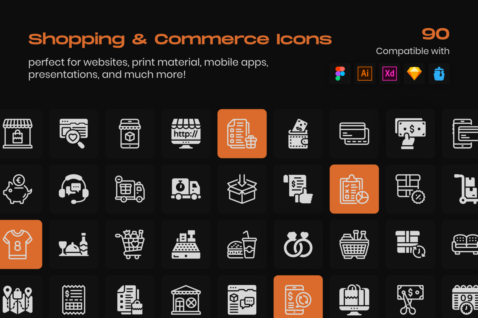 Shopping and Commerce Linear Icons