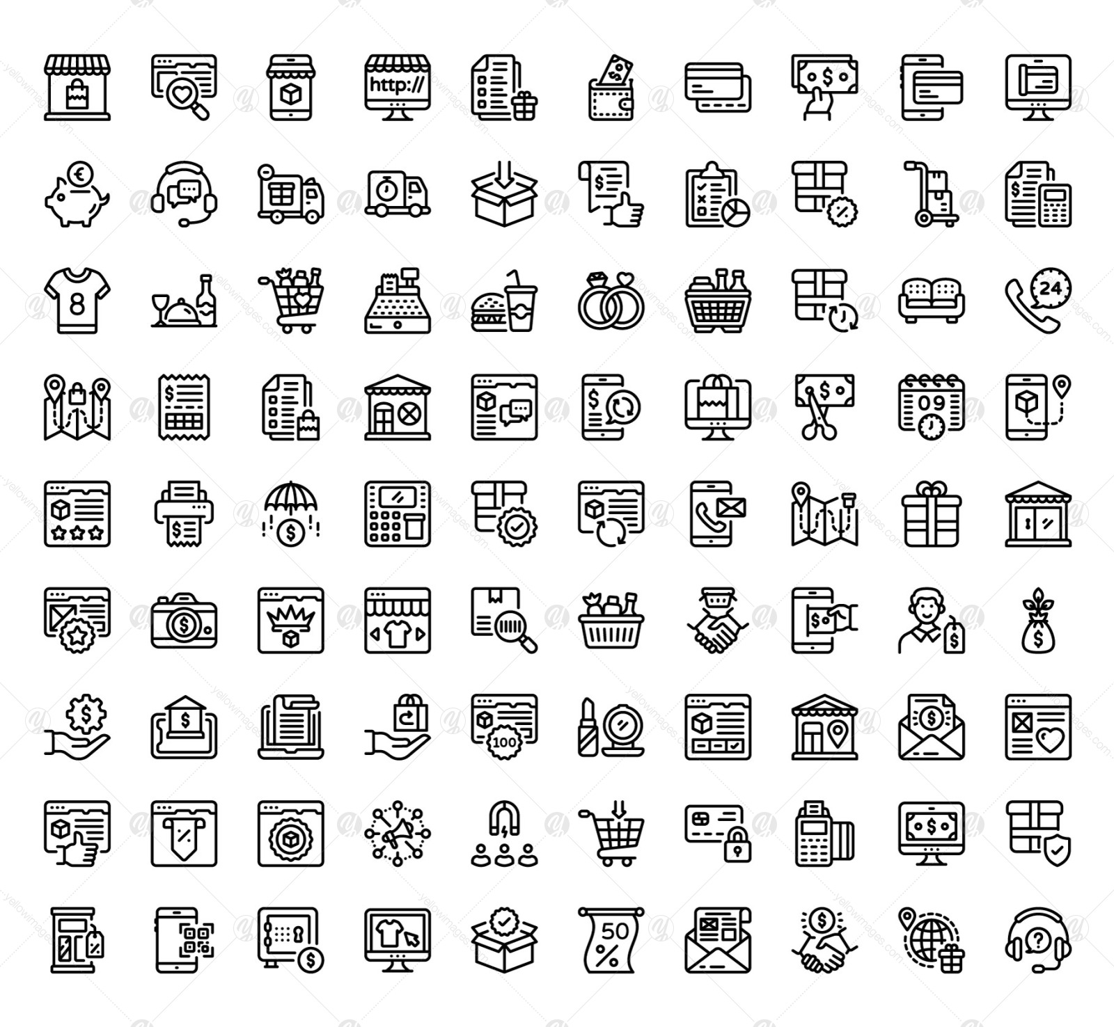 Shopping and Commerce Linear Icons