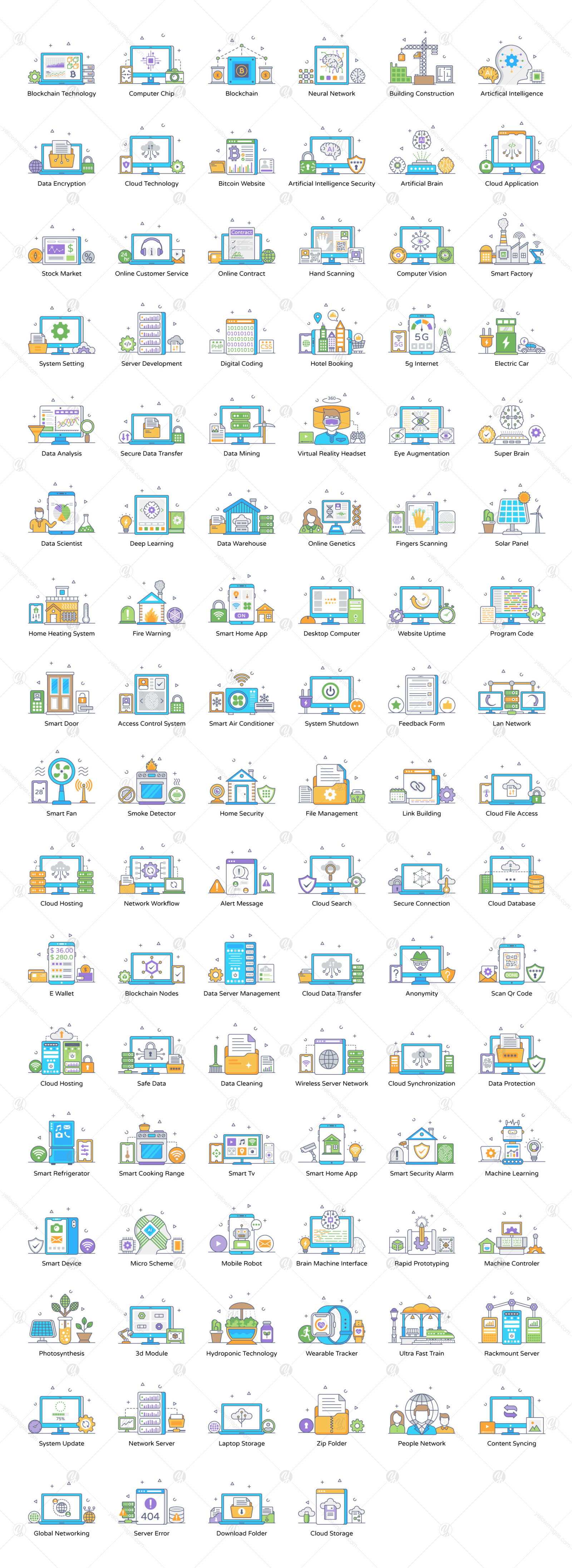 Technology Flat Conceptual Icons Technology Flat Conceptual Icons