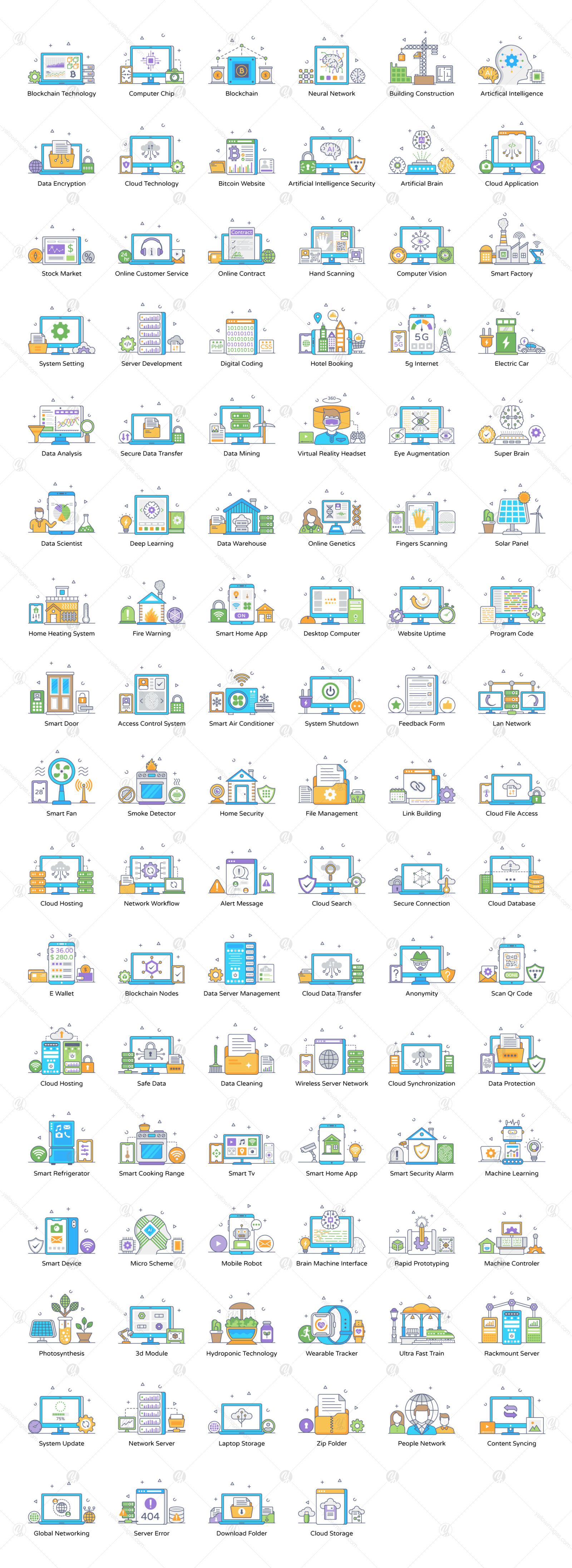 Technology Flat Conceptual Icons