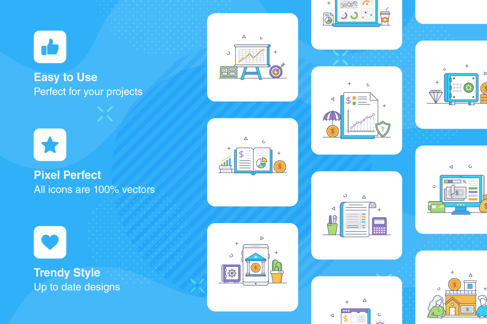 Set of Finance Flat Outline Vector Set of Finance Flat Outline Vector