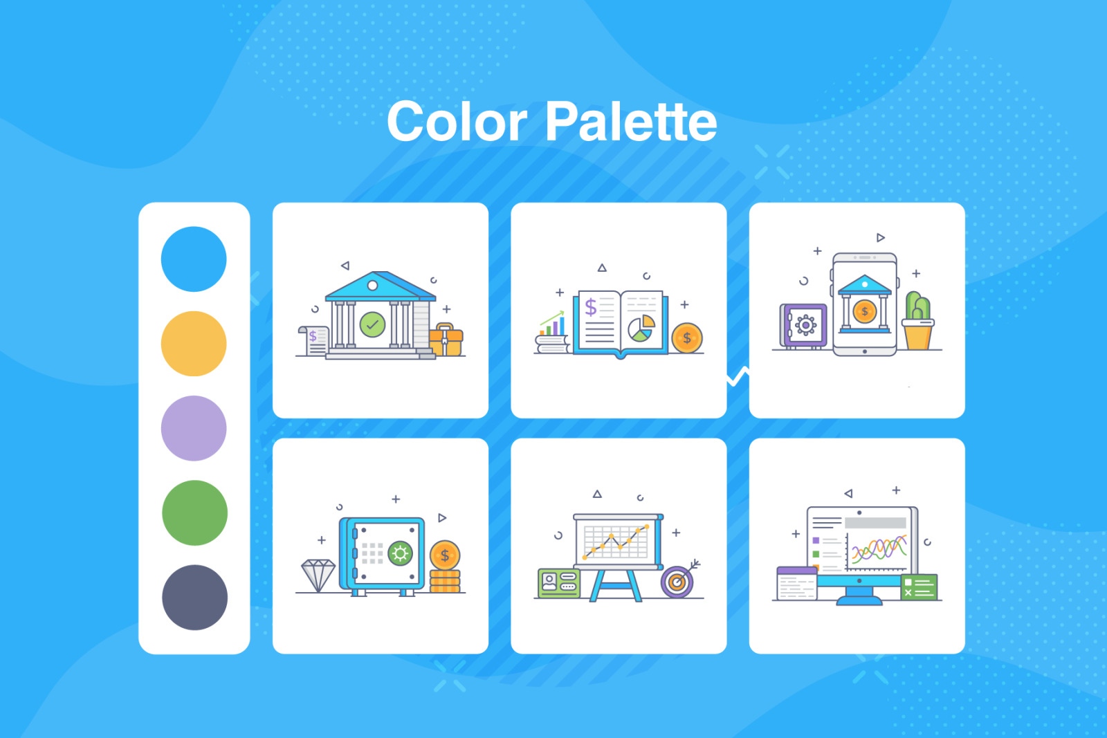 Set of Finance Flat Outline Vector Set of Finance Flat Outline Vector